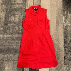 Red sleeveless Tommy Hilfiger dress with pockets size M